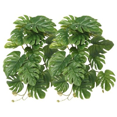 WOLEDOE 2Pack Reptile Fake Plants for Terrarium, Snake Tank A-fake Monstera