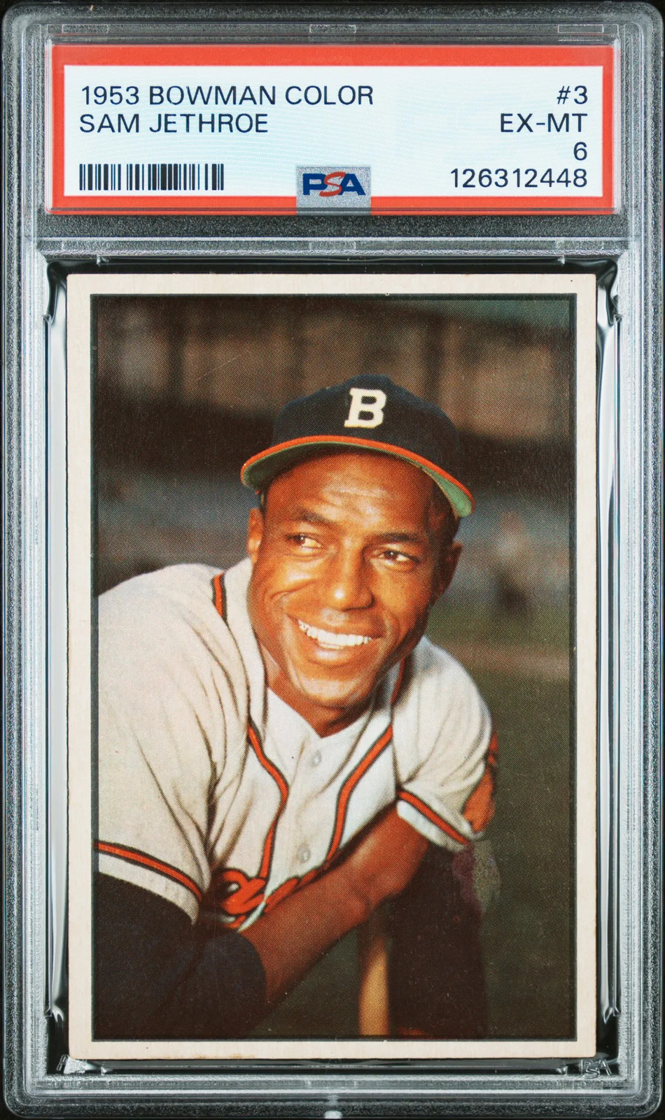 1953 Bowman Color #3 Sam Jethroe Braves PSA 6