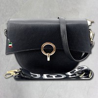 Florence UmhäNgetasche Satteltasche Echtleder Damen Schwarz OTF824S