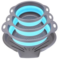 Cluren Collapsible Colander Set 3-Pack Foldable Kitchen Strainers Oversized Drai
