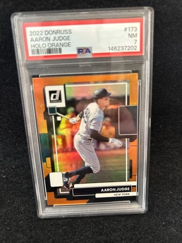 PSA 7 2022 DONRUSS HOLO ORANGE AARON JUDGE TOUGH CARD
