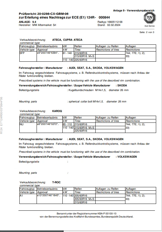 4xFelgen AUDI Q2, SQ2 / SEAT ATECA, CUPRA ATECA / KAROQ /T-ROC 6Jx16 ET43 #28479 - Bild 4 von 4