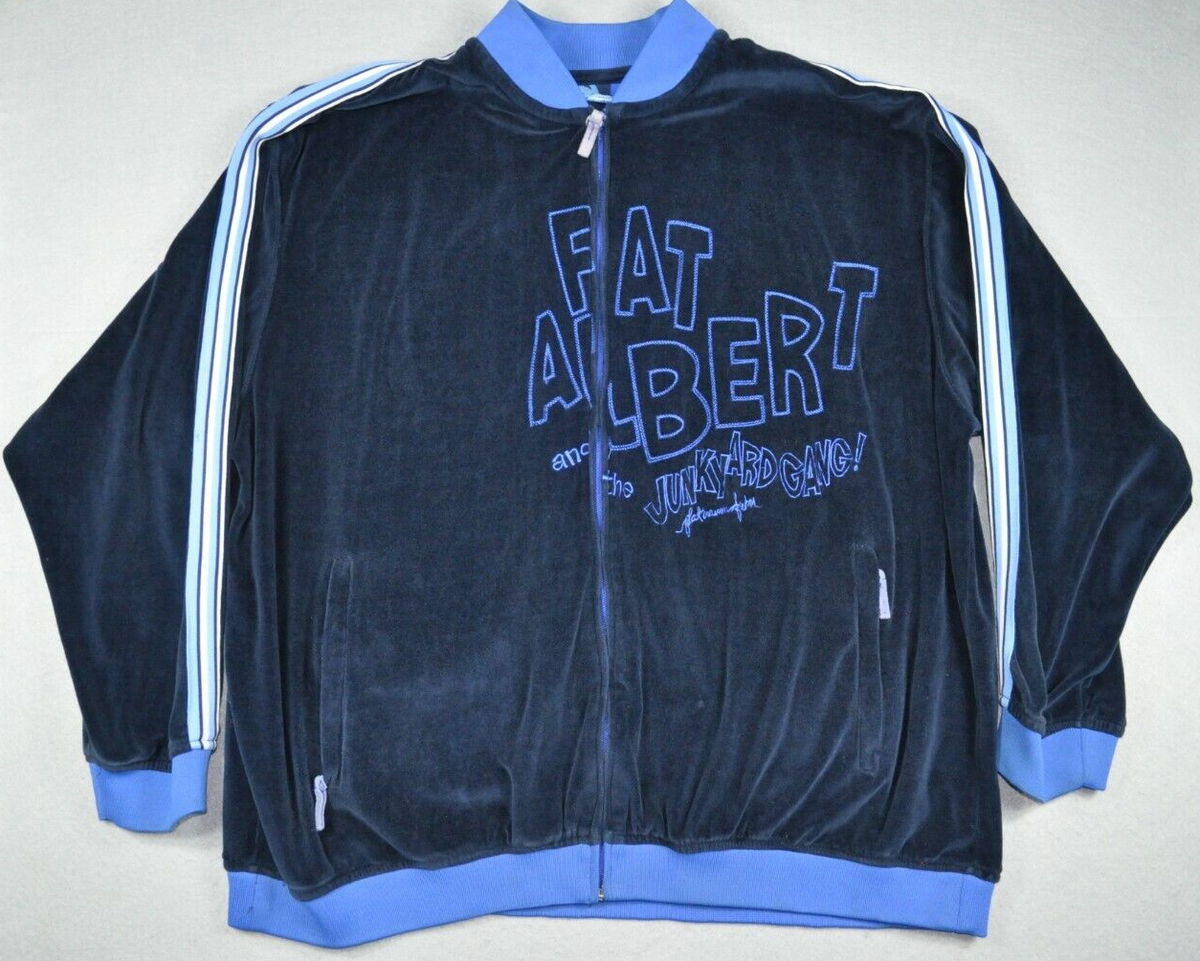 Vintage Fubu Platinum XL Jacket Fat Albert Navy Blue Velour Zip Up