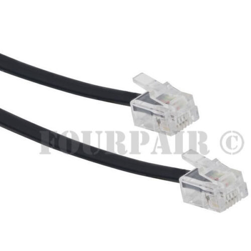 10ft Telephone Line Cord Cable Wire 6P4C RJ11 DSL Modem Fax Phone to Wall Black - Picture 1 of 1