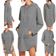Women's Long Sleeve Outerwear Loose Cotton Blend Hoodie Pullover Pocket Tops US