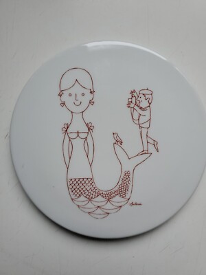 Vtg Denmark Mermaid Antoni Art Wall Plaque Trivet Photographer B&G Copenhagen