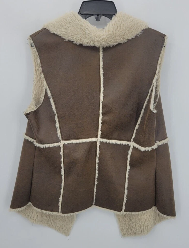 Chaleco Cripple Creek Mujer Mediano Marrón Imitación Gamuza Piel de Oveja Forrado Boho Western Foto 2 de 4