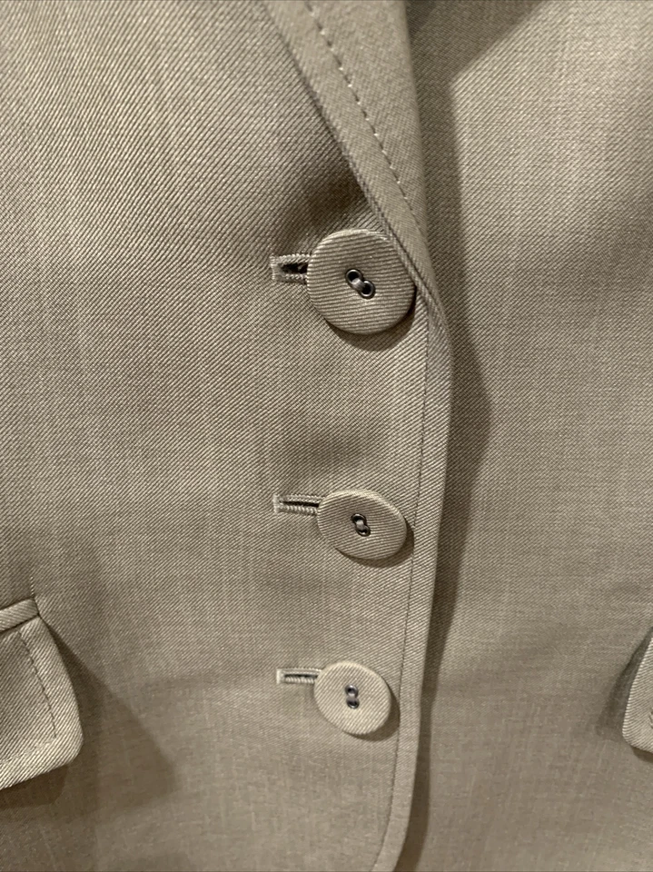 NUEVO CON ETIQUETAS Anne Klein Mujer Talla 4 Taupe 2 Piezas Traje Diseñador Blazer y Pantalones Venta al por menor $280 Foto 3 de 4