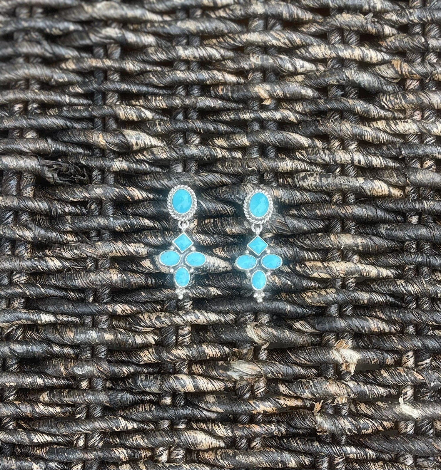 Native Maker Marked PS Frank Turquoise Sterling E… - image 2