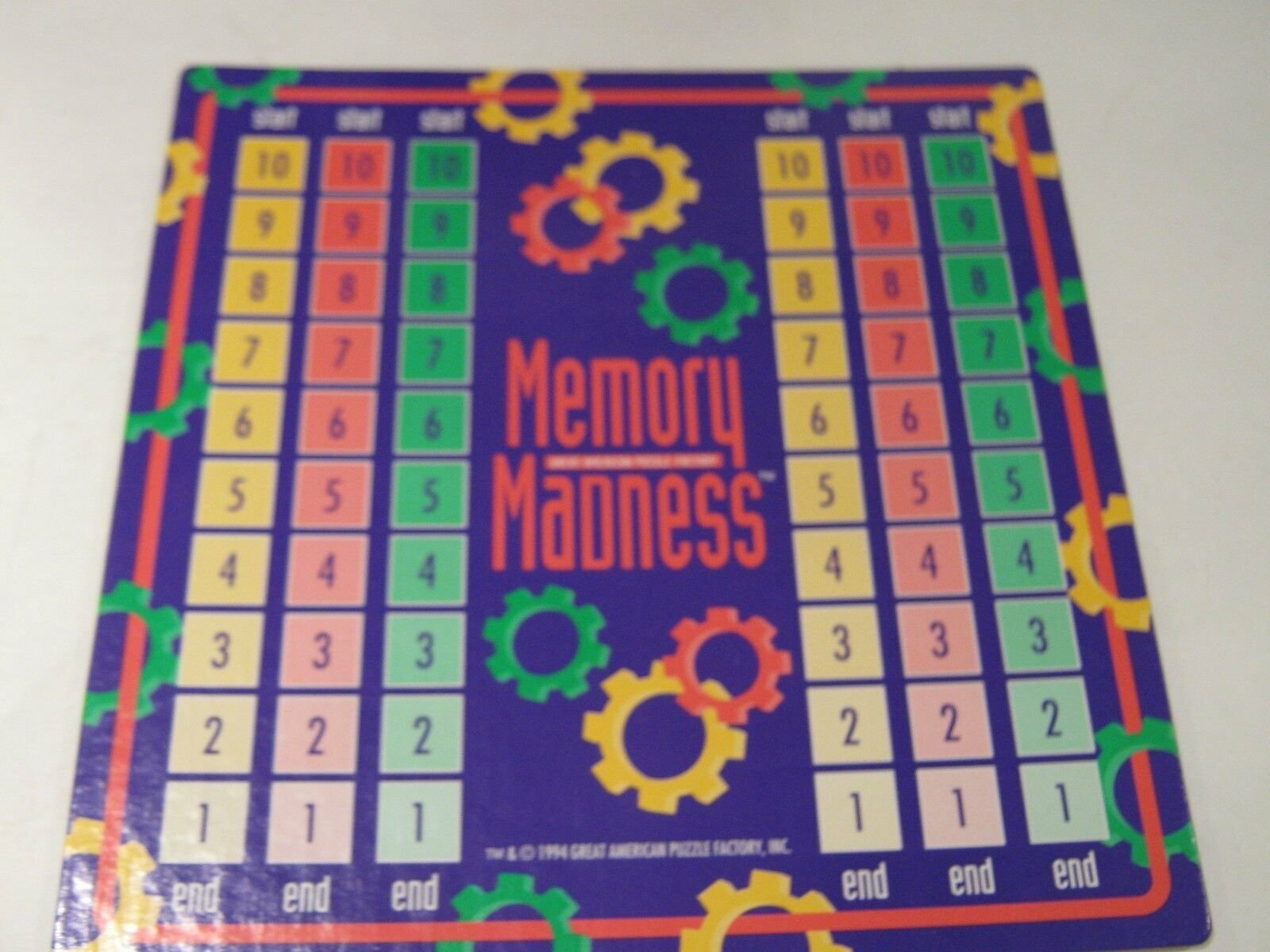 Board Game Memory Madness 1994 Great American Pizza Factory Ages 12