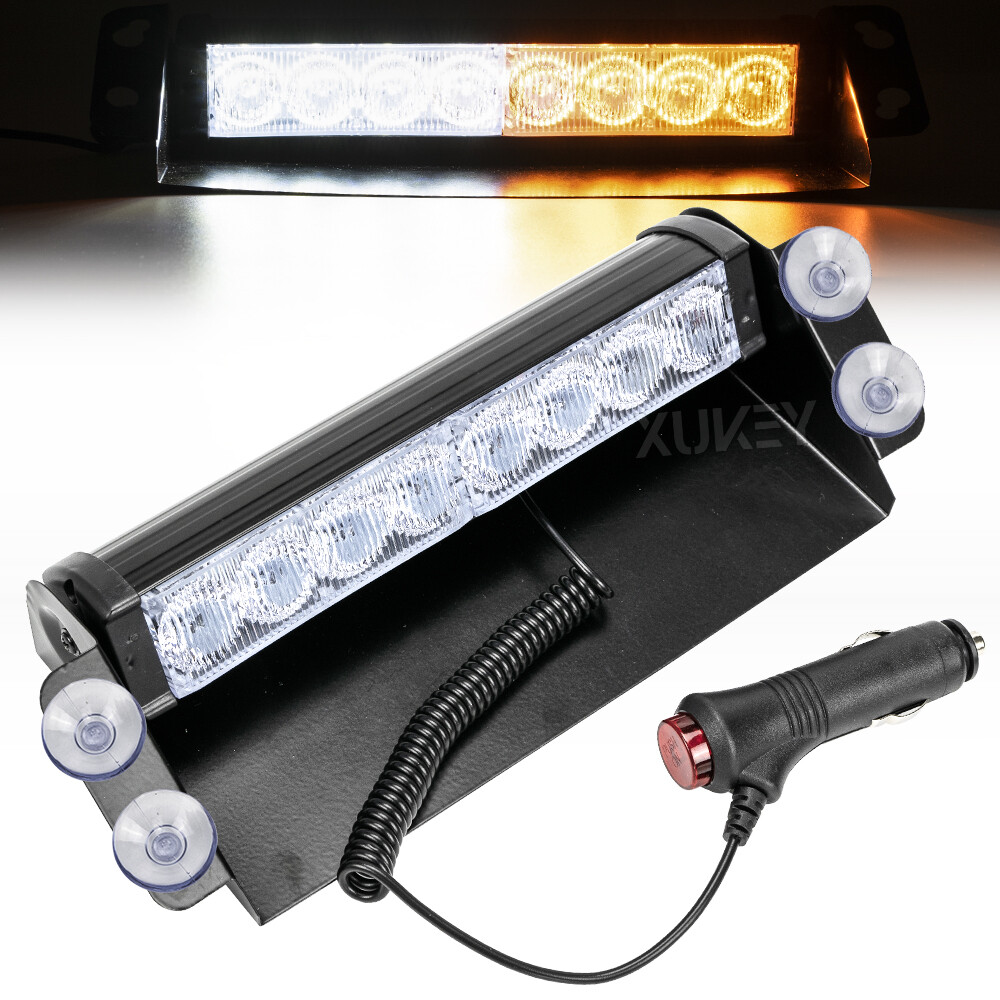 Universal White&Yellow LED Windshield Strobe Light Emergency Flash Warning Lamp