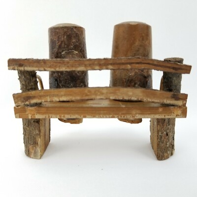 vtg Japan Made Niagara Falls Canada Wood Tree Bench Salt & Pepper 