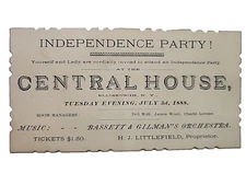 Original 1888 Ticket Independence Party Ellisburgh NY July 3rd Evening RRP 692