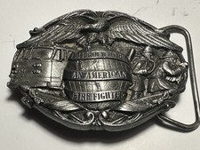 Vintage Belt Buckle 1986 Proud American Firefighter Made in USA