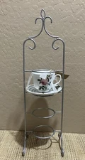 Metal Teacup Tier Display Stand Tea Cup Rack 4-Tiers Silver Shimmer