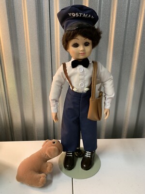 BRINN'S Postman US Mail Doll with Pound Puppy and Stand 1988 Certificate No Box