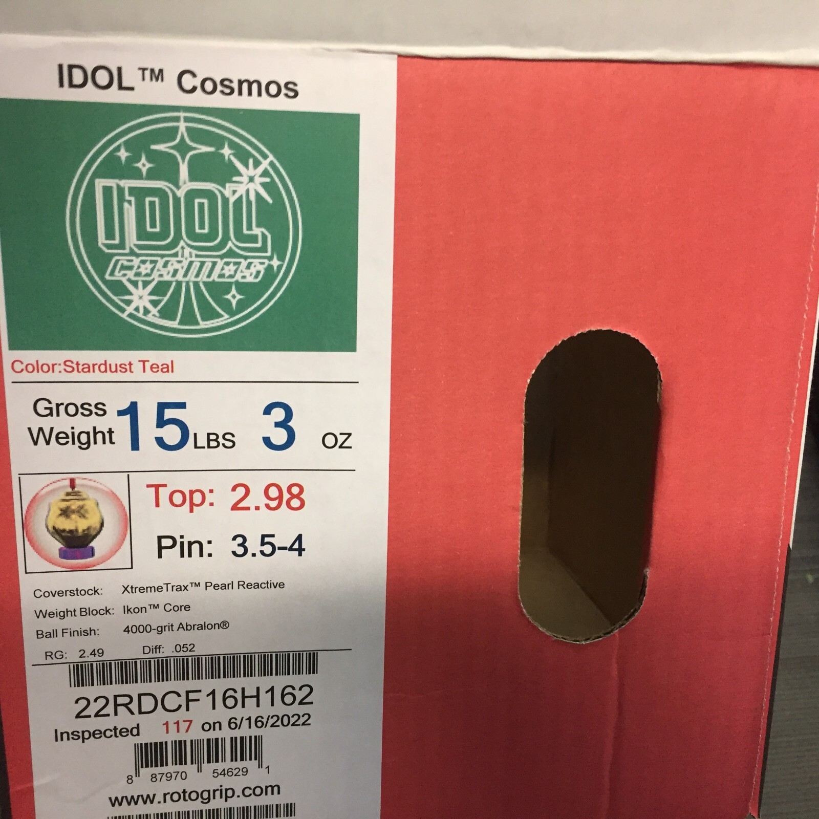 Roto Grip Idol Cosmos bowling ball 15 LB. 1ST QUALITY NEW IN BOX! 162