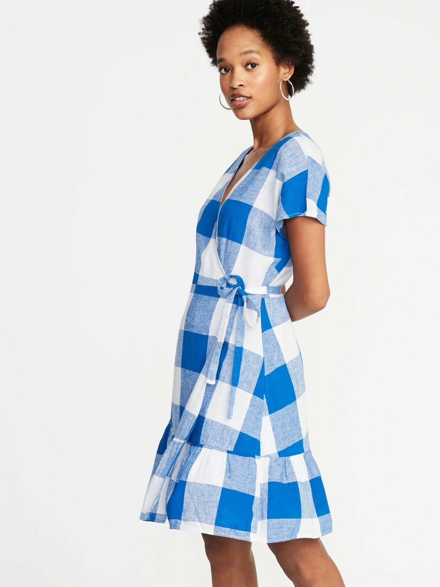 NWT Old Navy Waist-Defined Wrap-Front Gingham Dress, size M, Multicolor, linen | eBay NWT Old Navy Waist-Defined Wrap-Front Gingham Dress, size M, Multicolor, linen | eBay