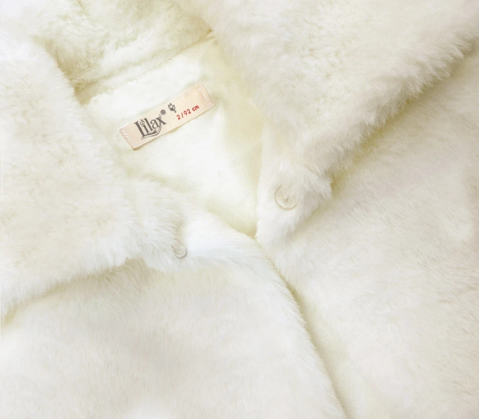 Girls Faux Fur Bolero Shrug Button Closure Cozy Jacket - Image 4 of 4