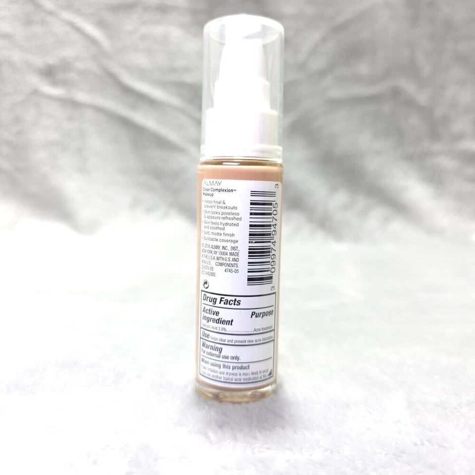 Almay Clear Complexion Foundation #500 Beige 1 fl oz New Sealed Full Size - Image 2 of 2