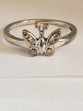 10 Karat White Gold Butterfly Diamond Ring Size 7