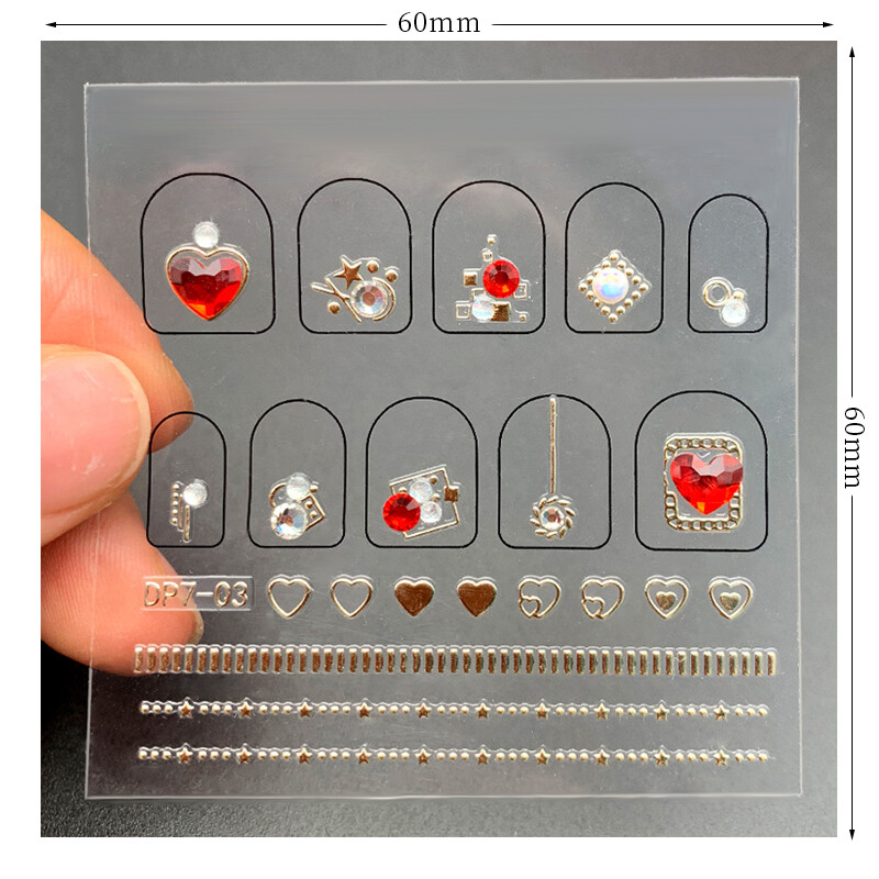 Rhinestones Design 3D Nail Stickers Heart Gem Flowers Adhesive Decals