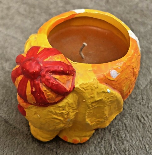 Lindo elefante circo amarillo naranja con gorro candelabro y vela vintage - Imagen 4 de 12