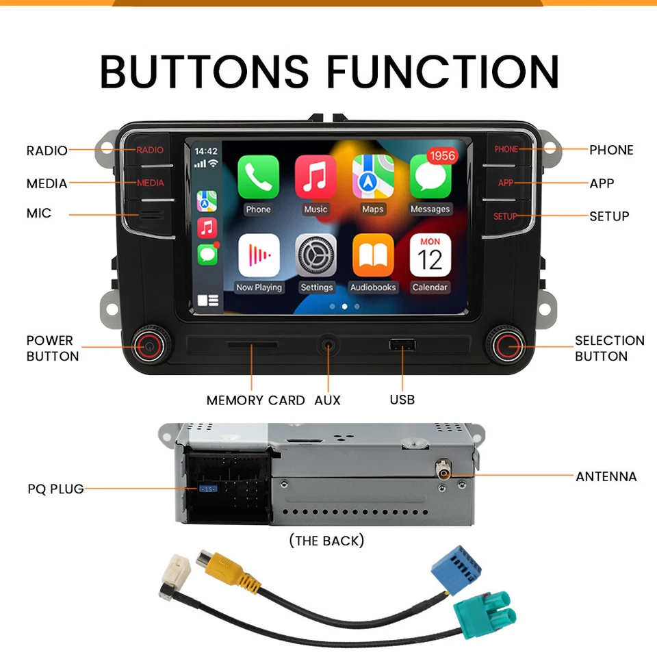 6.5" CarPlay Android Auto Radio RCD330 5538 RCD340G 187B Für VW Passat Jetta CC - Bild 2 von 4