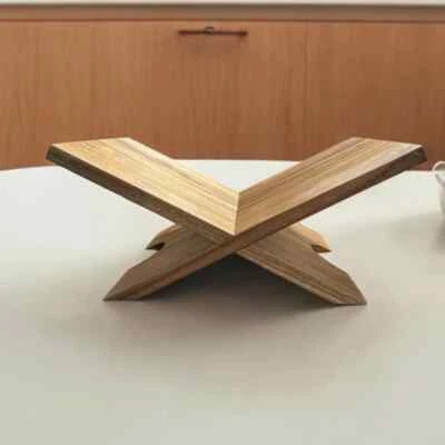 HANDCRAFTED Wooden Book Display Stand Modern Adjustable Acacia Wood Home Decor - Walnut