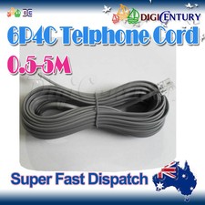 6P4C RJ11 Modular Plug Telephone ADSL Cord Cable 0.5/1/1.5/2/3/5m Grey