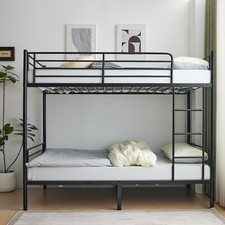 Heavy Duty Twin Bunk Bed for Kids Teens Metal With Ladder Full-Length Guardrails