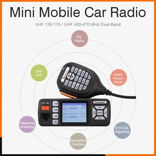 Mini radio móvil Baojie UHF VHF BJ-318 25W 136-174 y 400-490Mhz - Imagen 4 de 11