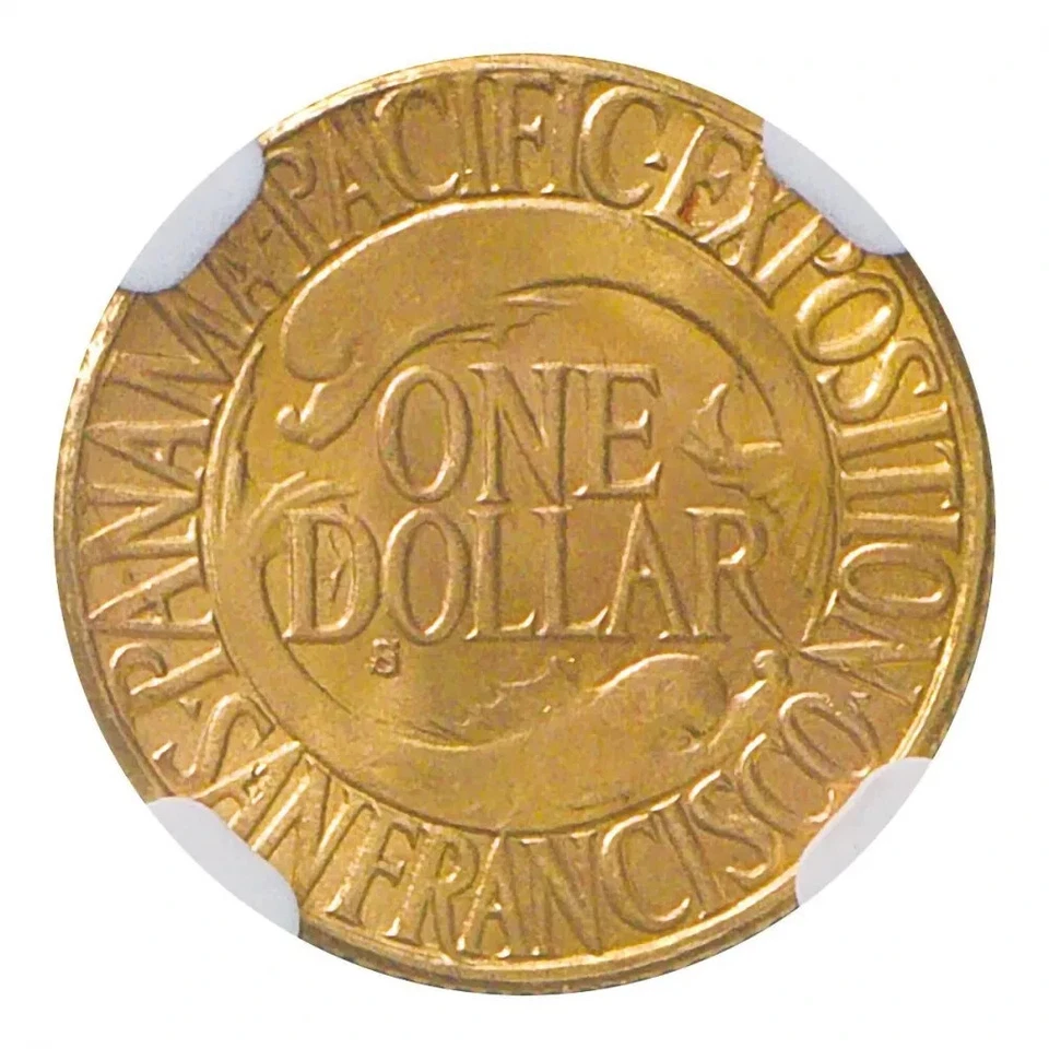 US 1915 (S) 1 Dollar Gold Coin Panama-Pacific Exposition NGC MS64+ - Image 2 of 4