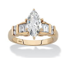 WOMENS 2.69 CZ MARQUISE 14K GP STERLING SILVER ENGAGEMENT RING SIZE 6 7 8 9 10