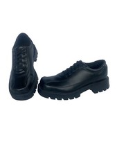 Skechers Black Leather Chunky Heel Oxfords Mens Shoes Y2K Vintage US 7 EU 41