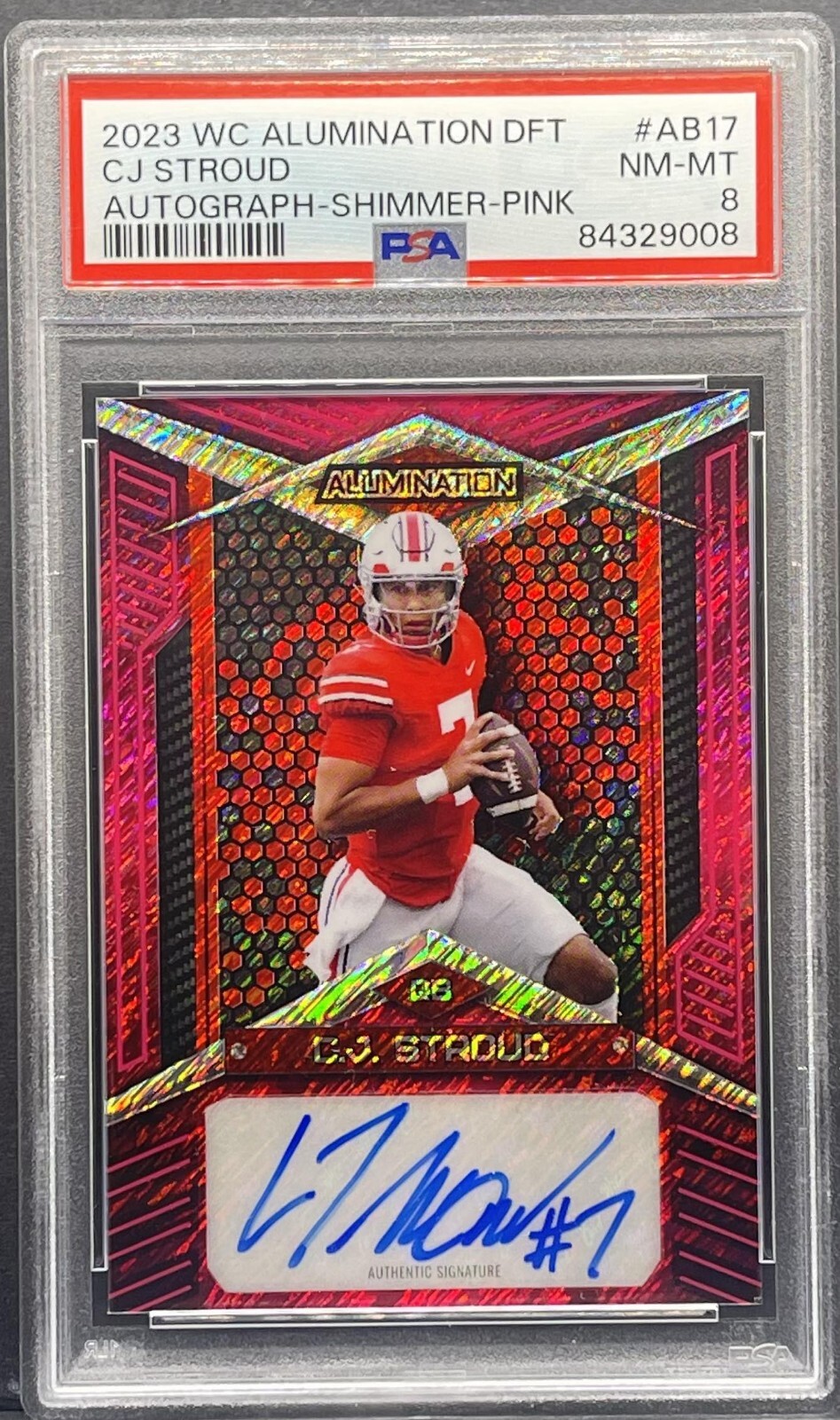 CJ Stroud Wild Card Alumination Draft Autographs #AB17 Shimmer-Pink