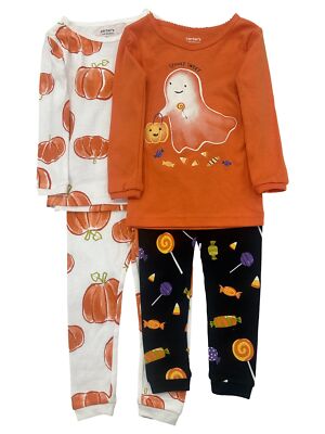 Carters Infant Toddler Girls Spooky Sweet Halloween Pajamas 4pc Sleep Set 