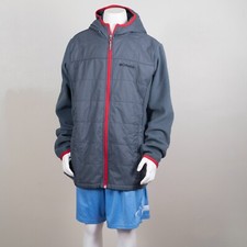 Columbia Full Zip Hooded Jacket Boys Youth Large 14-16 Fleece Gray Red Pockets