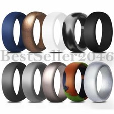 3-10pcs Men Women Wedding Ring Rubber Silicone Active Sport Gym Band Size 6-14
