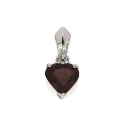 1,7 ctw natürlicher roter Granat Diamant massiv 14k Weißgold Herz Anhänger 0,71''