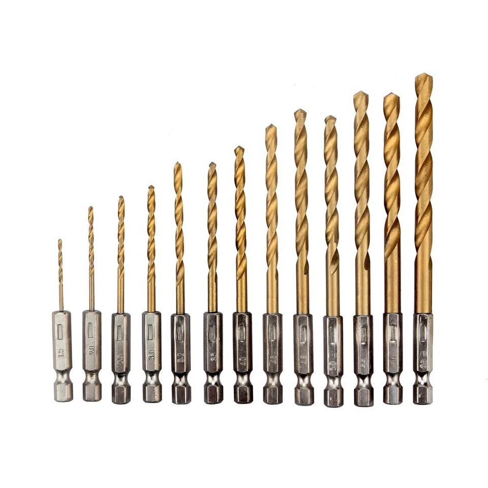 13 Stück HSS Bohrer Set 1/4" Sechskantschaft Akkuschrauber Satz 1.5 mm - 6.5 mm - Bild 3 von 4