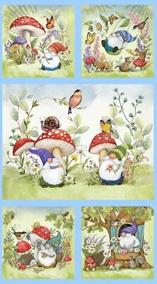 Gnome-Grown by Susan Winget Multi Craft Panel Wilmington Prints 24" x 44"