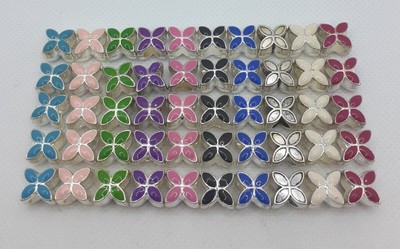 2 Pc. - 6 Pc. Lots 4 Leaf Color Enameled Euro. Beads For Snake Chain Bracelets