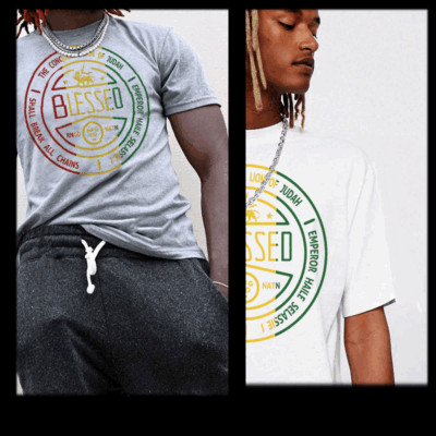 Reggae t-shirt Haile Selassie Jah bless Rastafari Roots Jamaican Rastaman Rasta