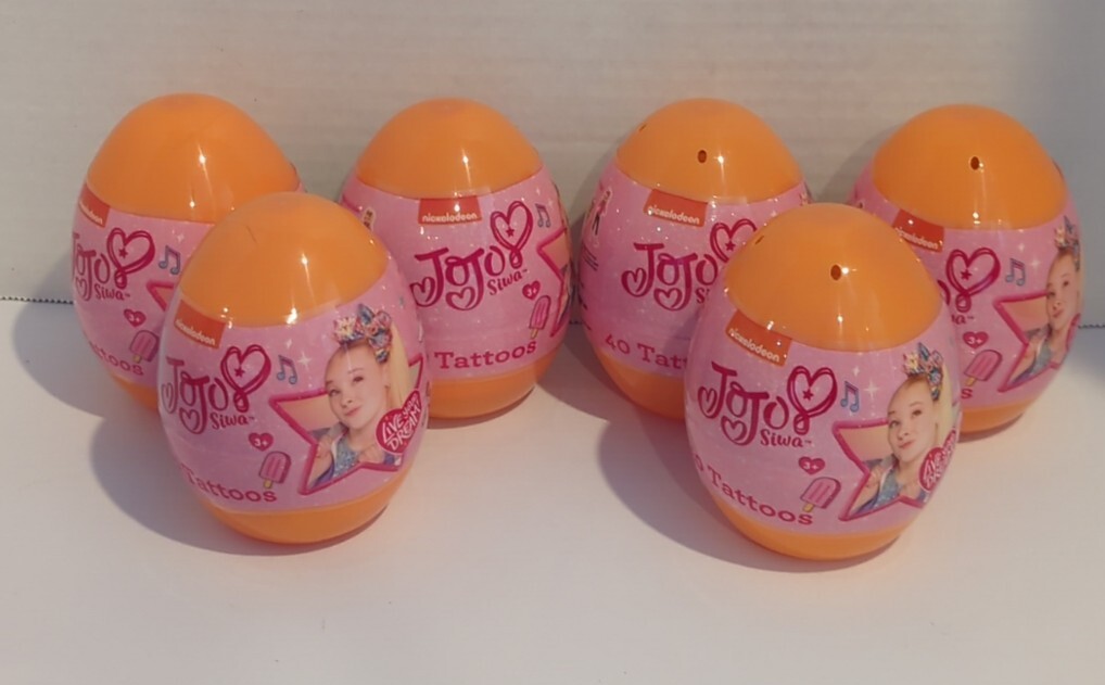 6x Nickolodeon JoJo Siwa Jumbo Plastic Eggs 40 Tattoos In Each New