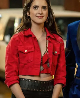 Womens The Royal Treatment Laura Marano Red Cropped Cotton Jacket Isabella Izzy