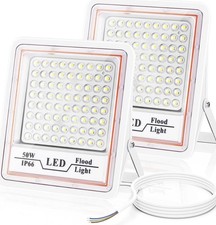 LeKaufen 2pcs LED Floodlights Outdoor 50W Security 5000 Lumen Cold White IP66