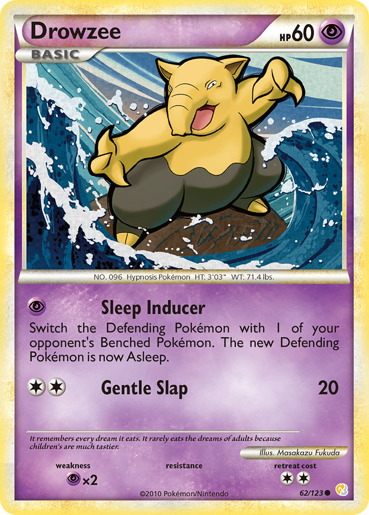 DROWZEE 62/123 COMMON HEARTGOLD & SOULSILVER POKEMON NEAR MINT