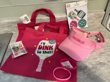 Pickleball Gift Set Pink Two Totes I  ll Dink To That Pickleballer Visor 6 items