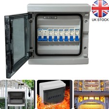 8 Way Weatherproof Garage Shed Consumer Unit Fuse Box 100A Mains Switch + 6 MCBs